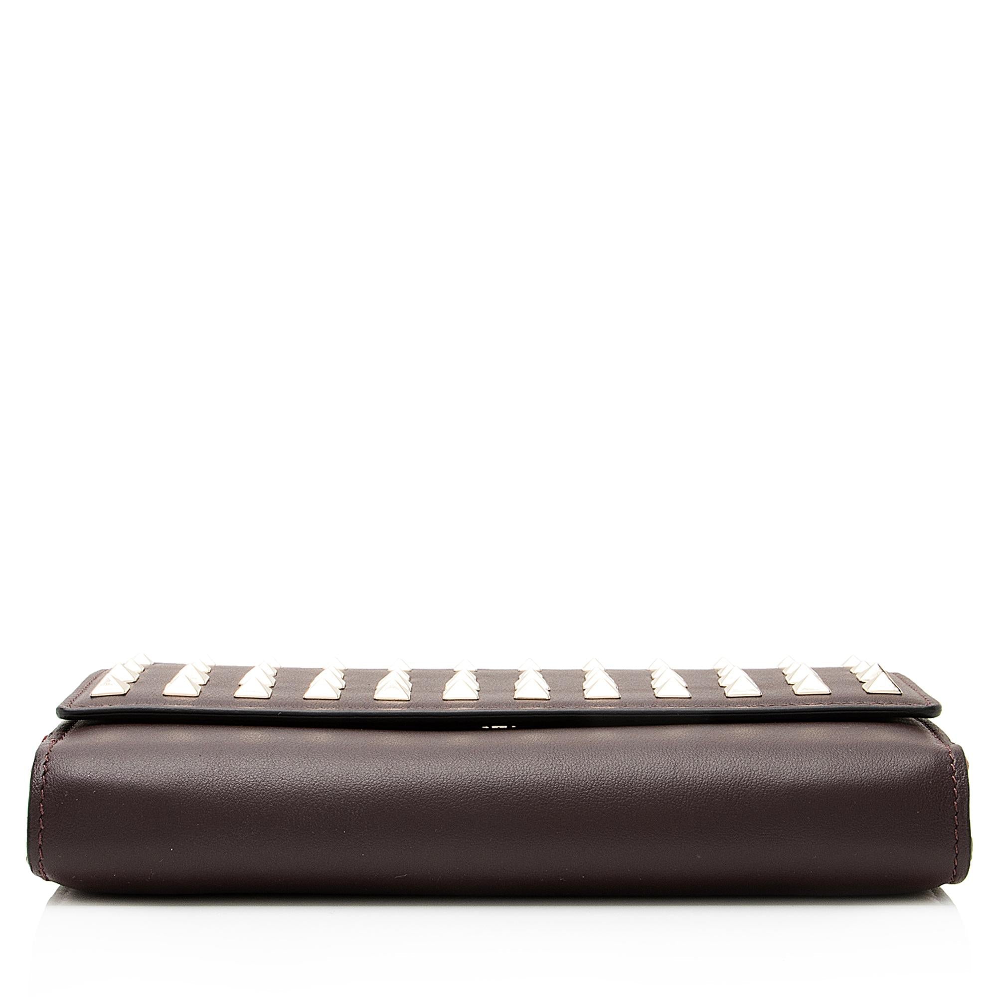 Valentino Calfskin Carry Secrets Rockstud Chain Wallet (SHF-23163)