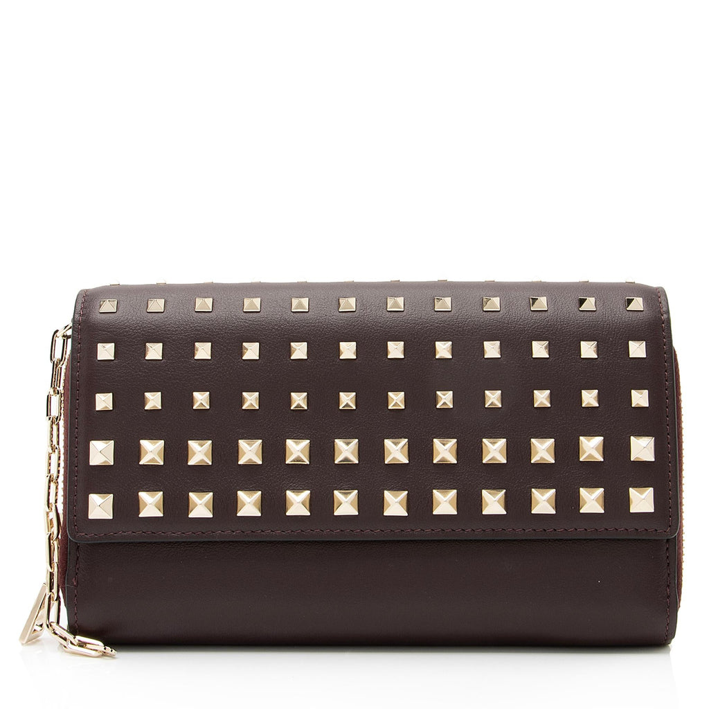 Valentino Calfskin Carry Secrets Rockstud Chain Wallet (SHF-23163)