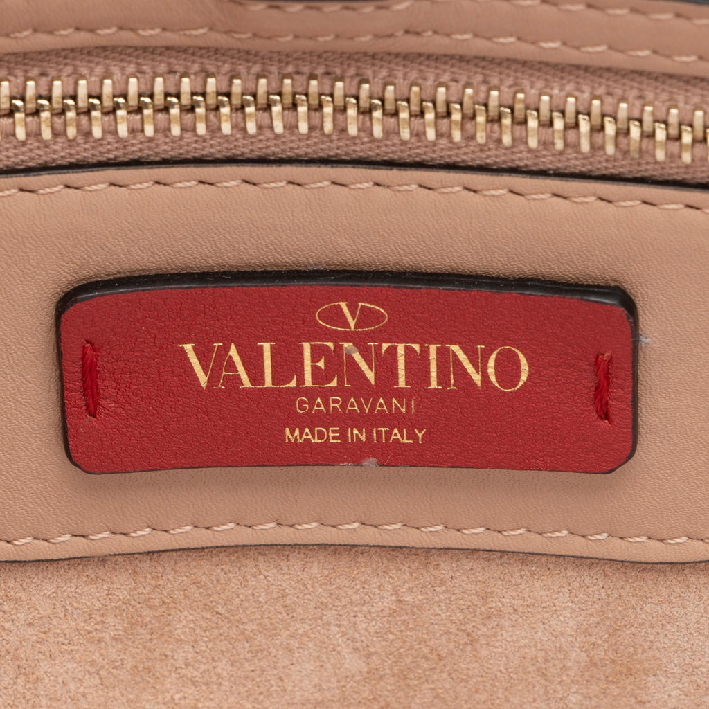 Valentino Calfskin Demilune Rockstud Small Double Handle Satchel (SHF-23417)