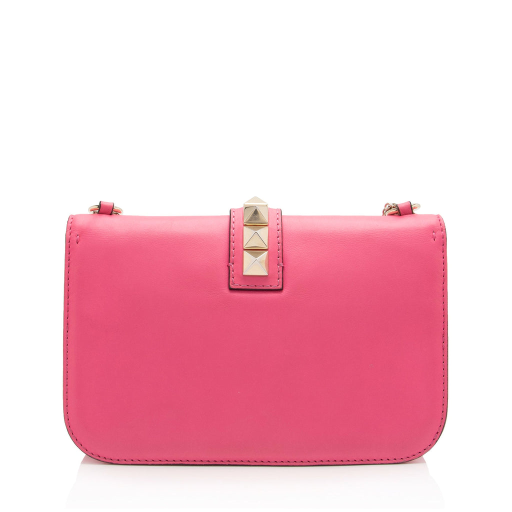 Valentino Calfskin Glam Lock Medium Shoulder Bag