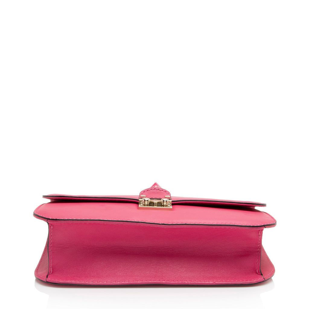 Valentino Calfskin Glam Lock Medium Shoulder Bag (SHF-H9eHek)