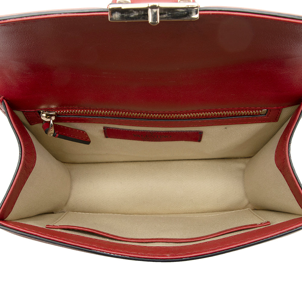 Valentino Calfskin Glam Lock Small Shoulder Bag (SHF-19767)