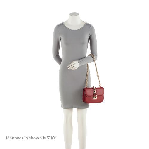 Valentino Calfskin Glam Lock Small Shoulder Bag (SHF-22684)