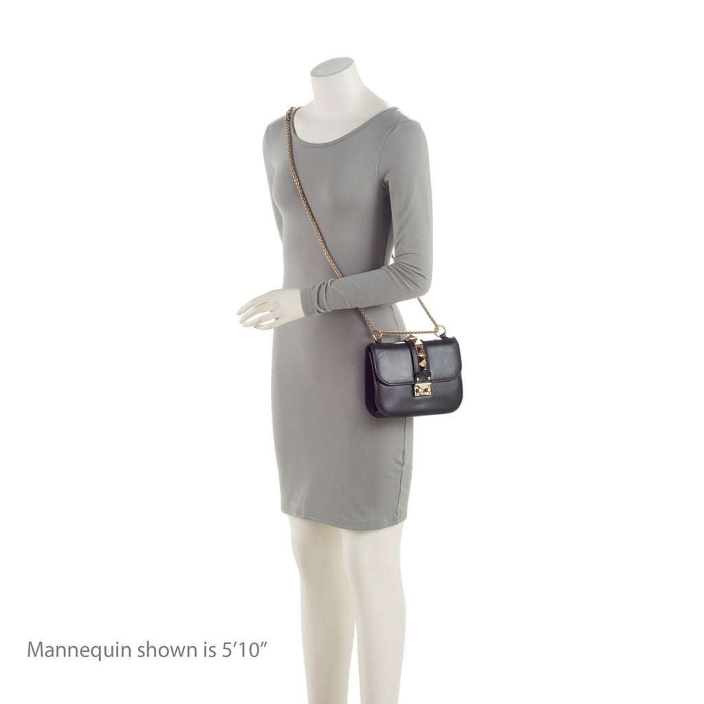 Valentino Calfskin Glam Lock Small Shoulder Bag (SHF-lIUmOS)