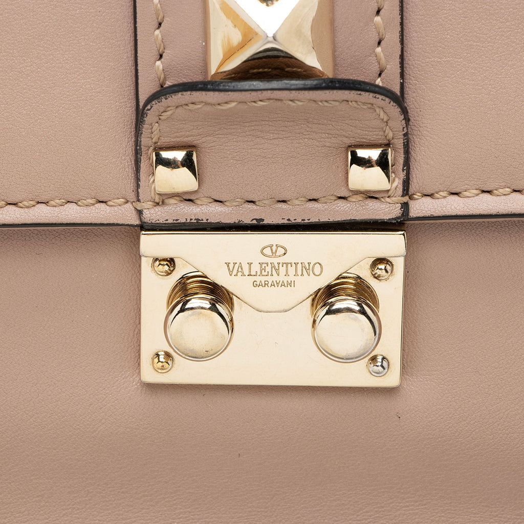 Valentino Calfskin Glam Lock Small Shoulder Bag