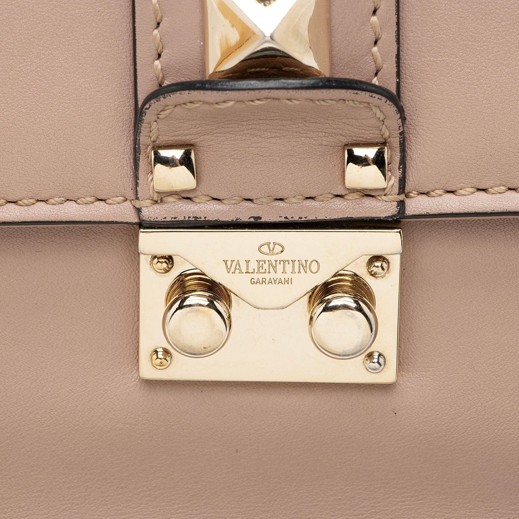 Valentino Calfskin Glam Lock Small Shoulder Bag