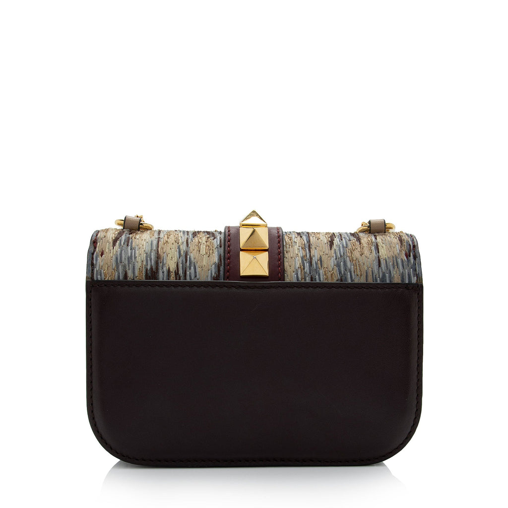 Valentino Calfskin Painted Feathers Glam Lock Small Shoulder Bag (SHF-swe4xg)