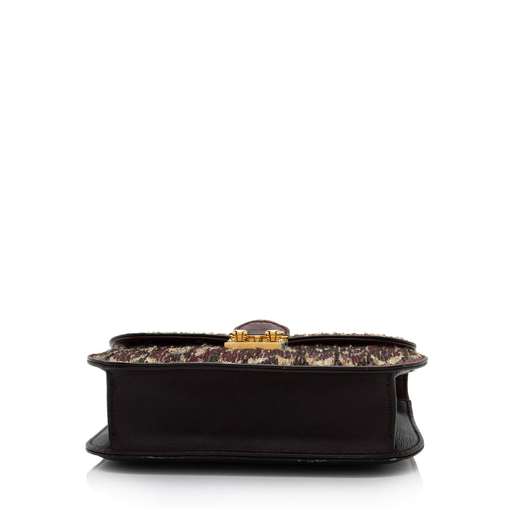 Valentino Calfskin Painted Feathers Glam Lock Small Shoulder Bag (SHF-swe4xg)