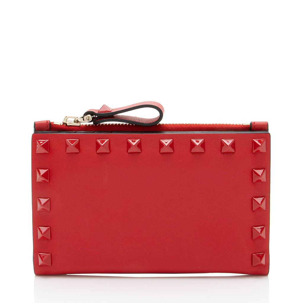 Valentino Calfskin Rockstud Bifold Wallet