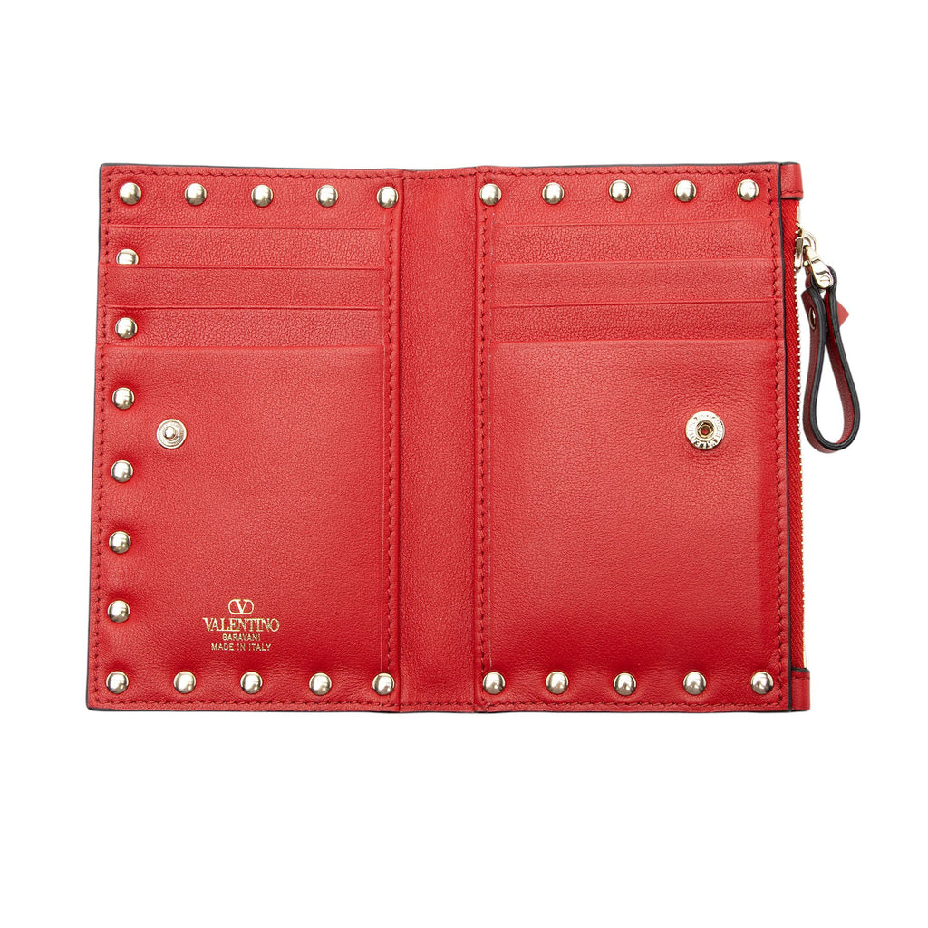 Valentino Calfskin Rockstud Bifold Wallet