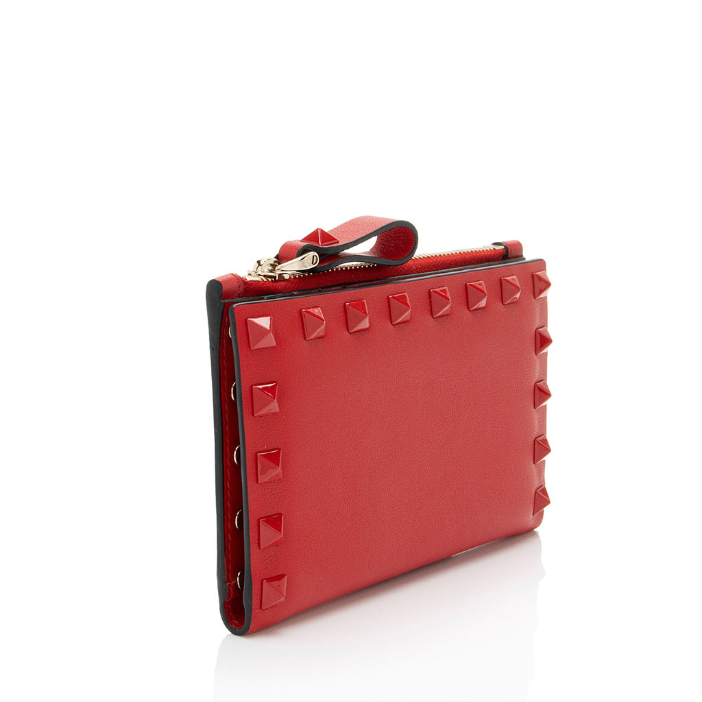 Valentino Calfskin Rockstud Bifold Wallet