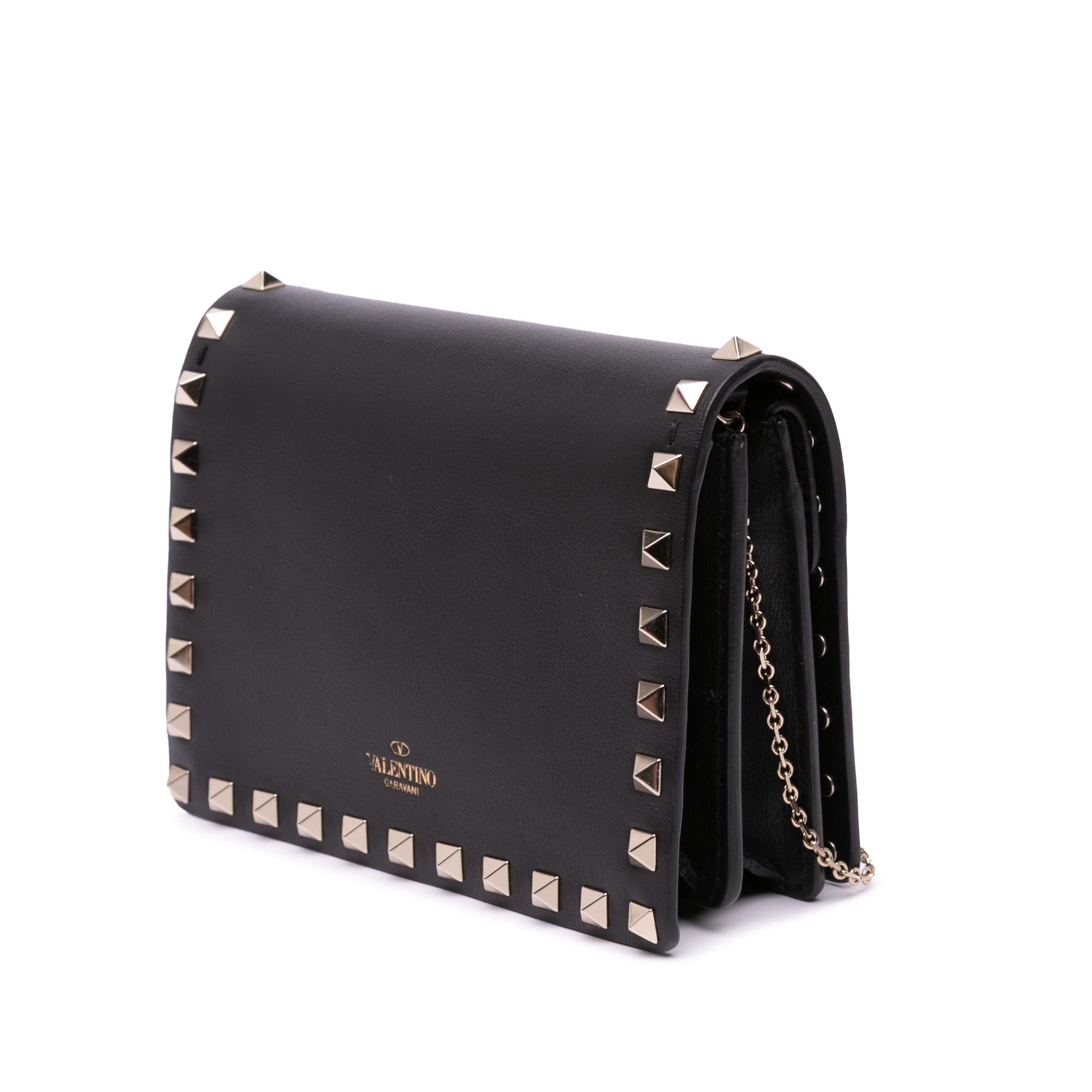 Valentino Calfskin Rockstud Chain Pouch