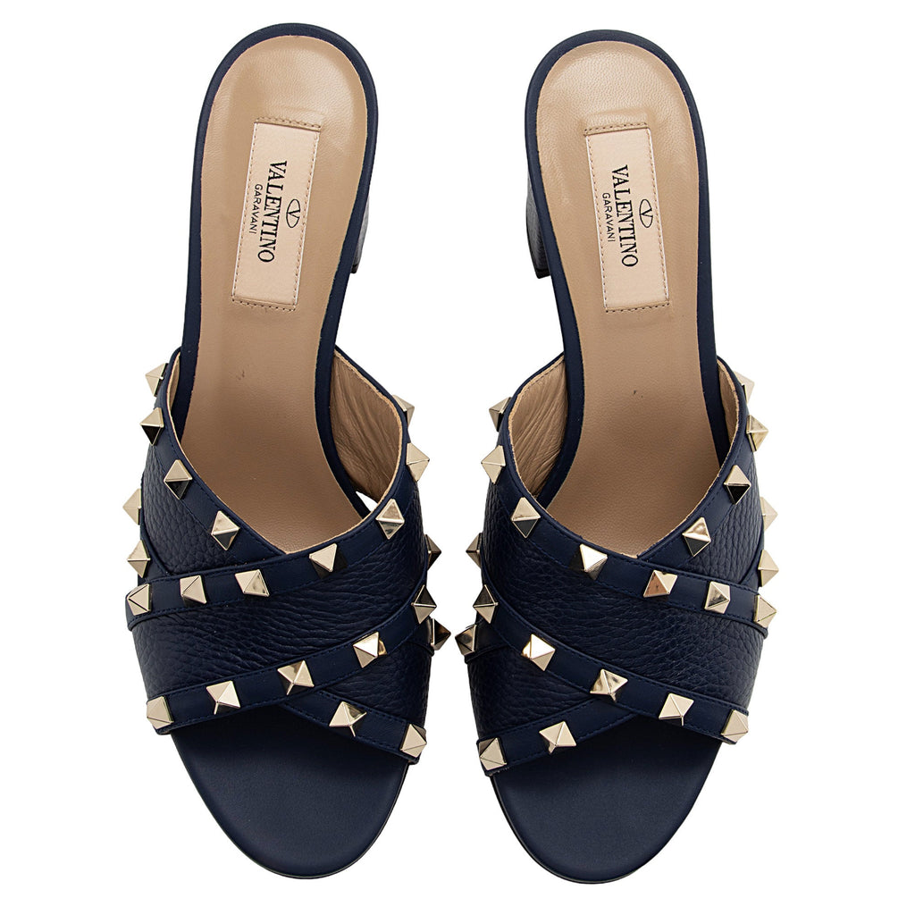Valentino Calfskin Rockstud Crisscross Mules - Size 7.5 / 37.5 (SHF-y9D66i)