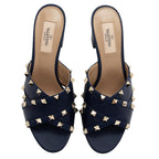 Valentino Calfskin Rockstud Crisscross Mules - Size 7.5 / 37.5 (SHF-y9D66i)