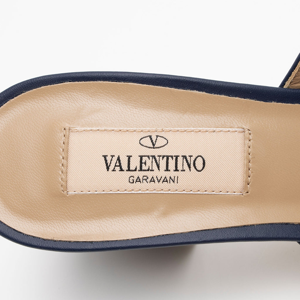 Valentino Calfskin Rockstud Crisscross Mules - Size 7.5 / 37.5 (SHF-y9D66i)