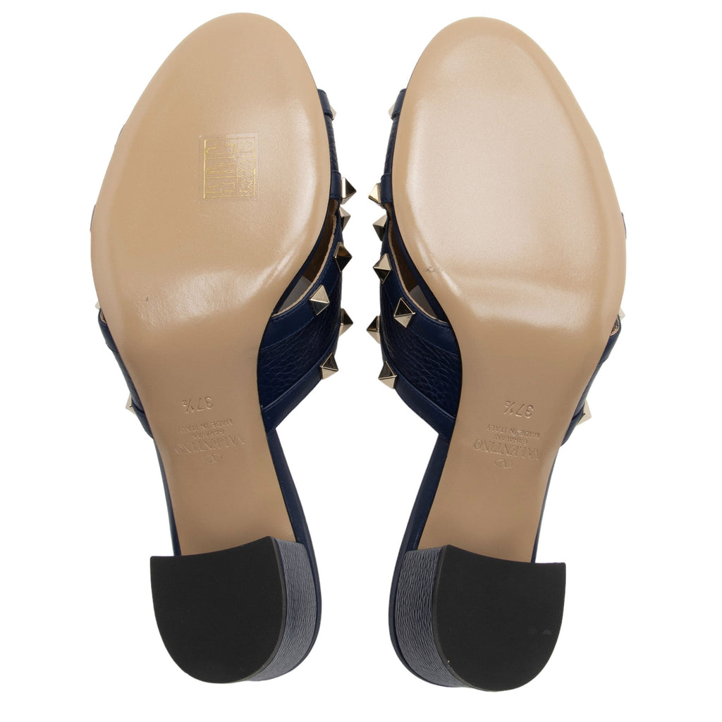 Valentino Calfskin Rockstud Crisscross Mules - Size 7.5 / 37.5 (SHF-y9D66i)
