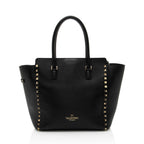 Valentino Calfskin Rockstud Double Handle Medium Tote