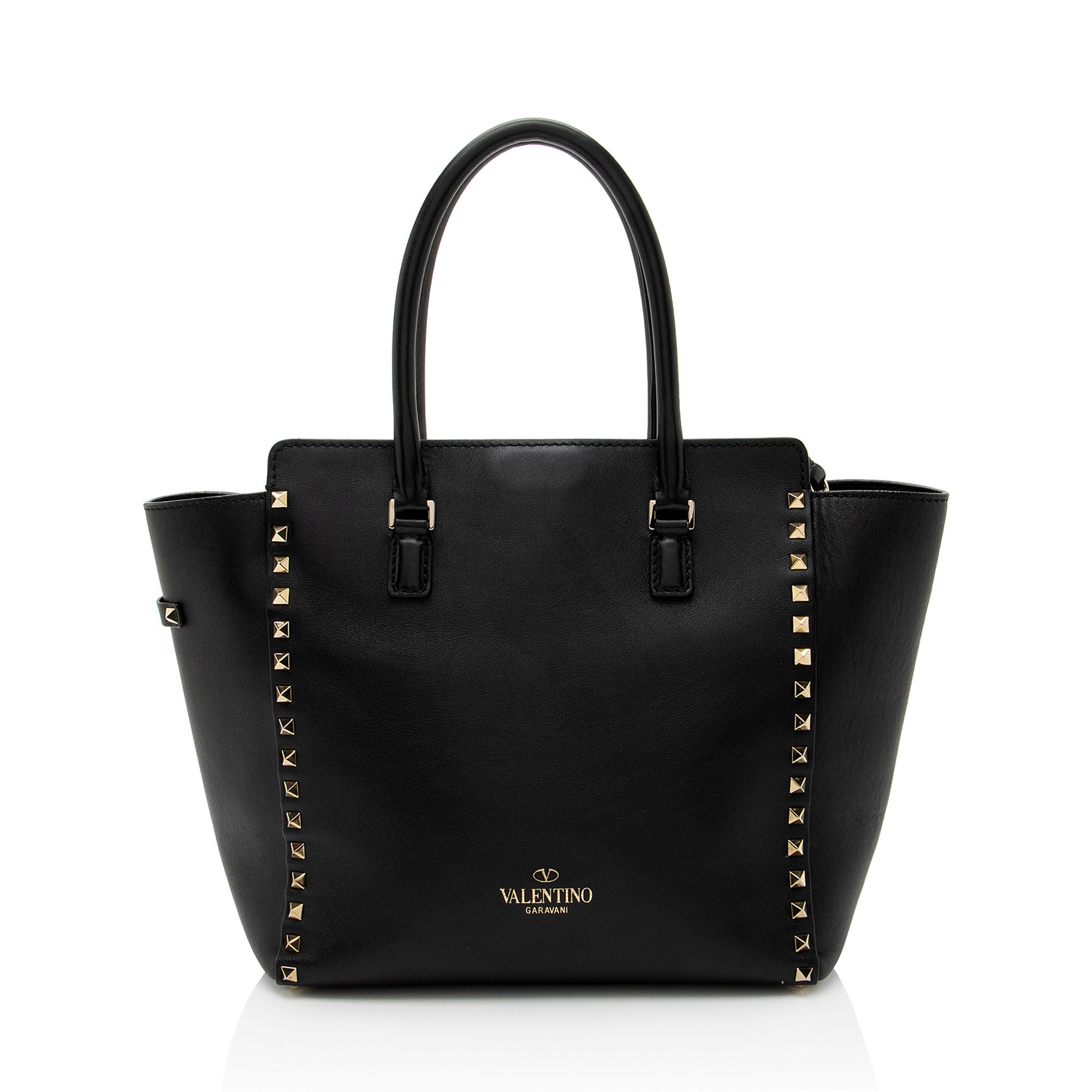 Valentino Calfskin Rockstud Double Handle Medium Tote