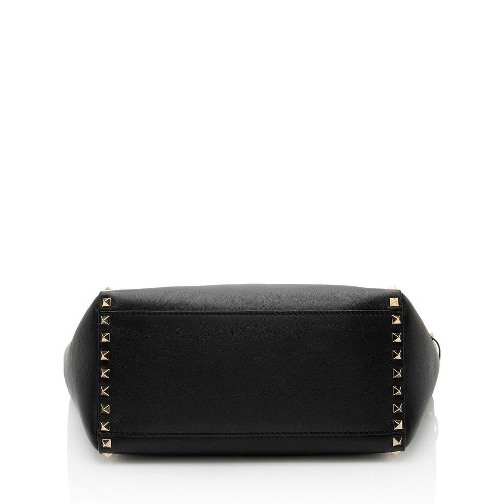 Valentino Calfskin Rockstud Double Handle Medium Tote