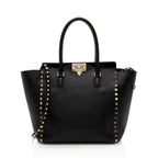 Valentino Calfskin Rockstud Double Handle Medium Tote