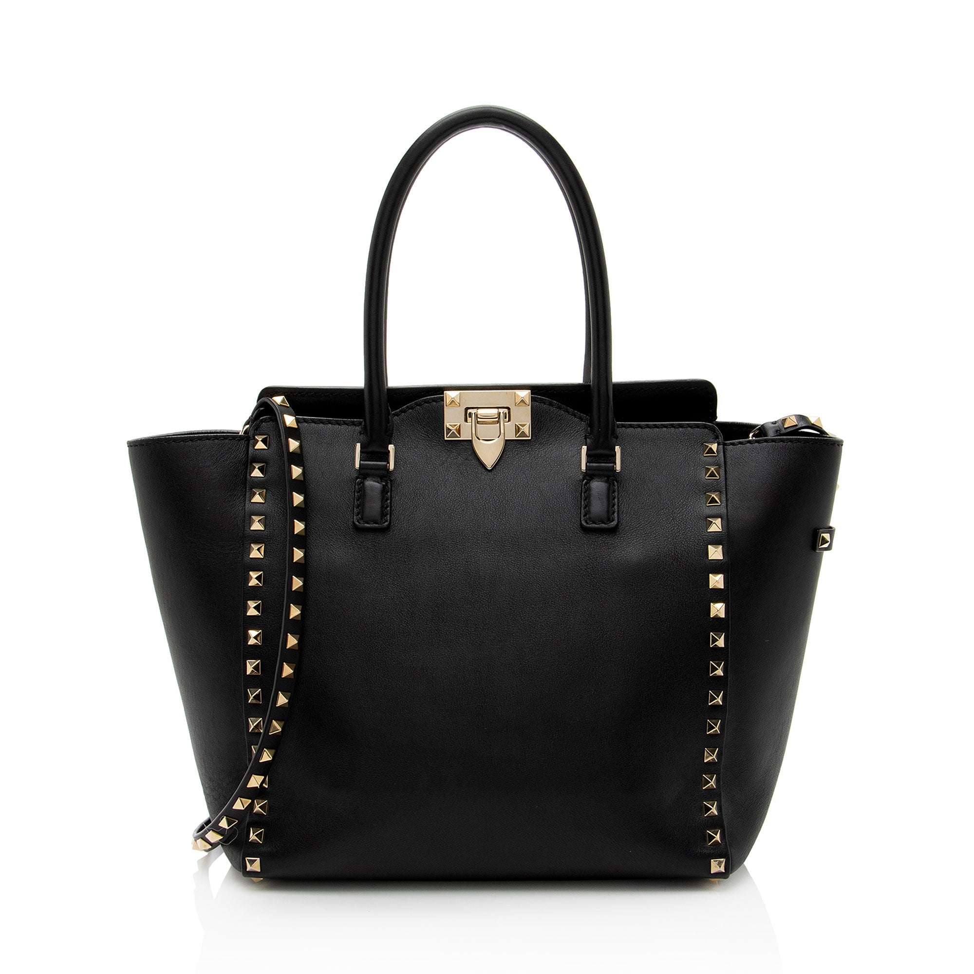 Valentino Calfskin Rockstud Double Handle Medium Tote