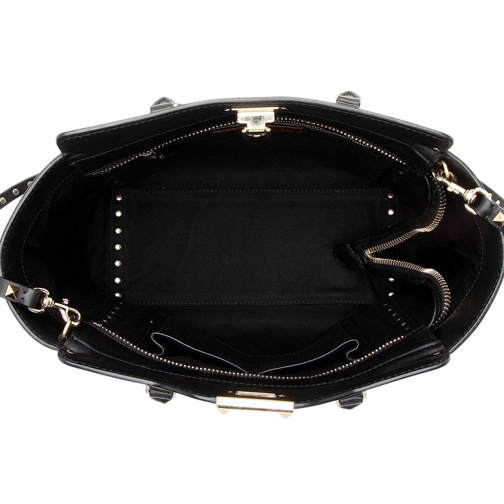 Valentino Calfskin Rockstud Double Handle Medium Tote