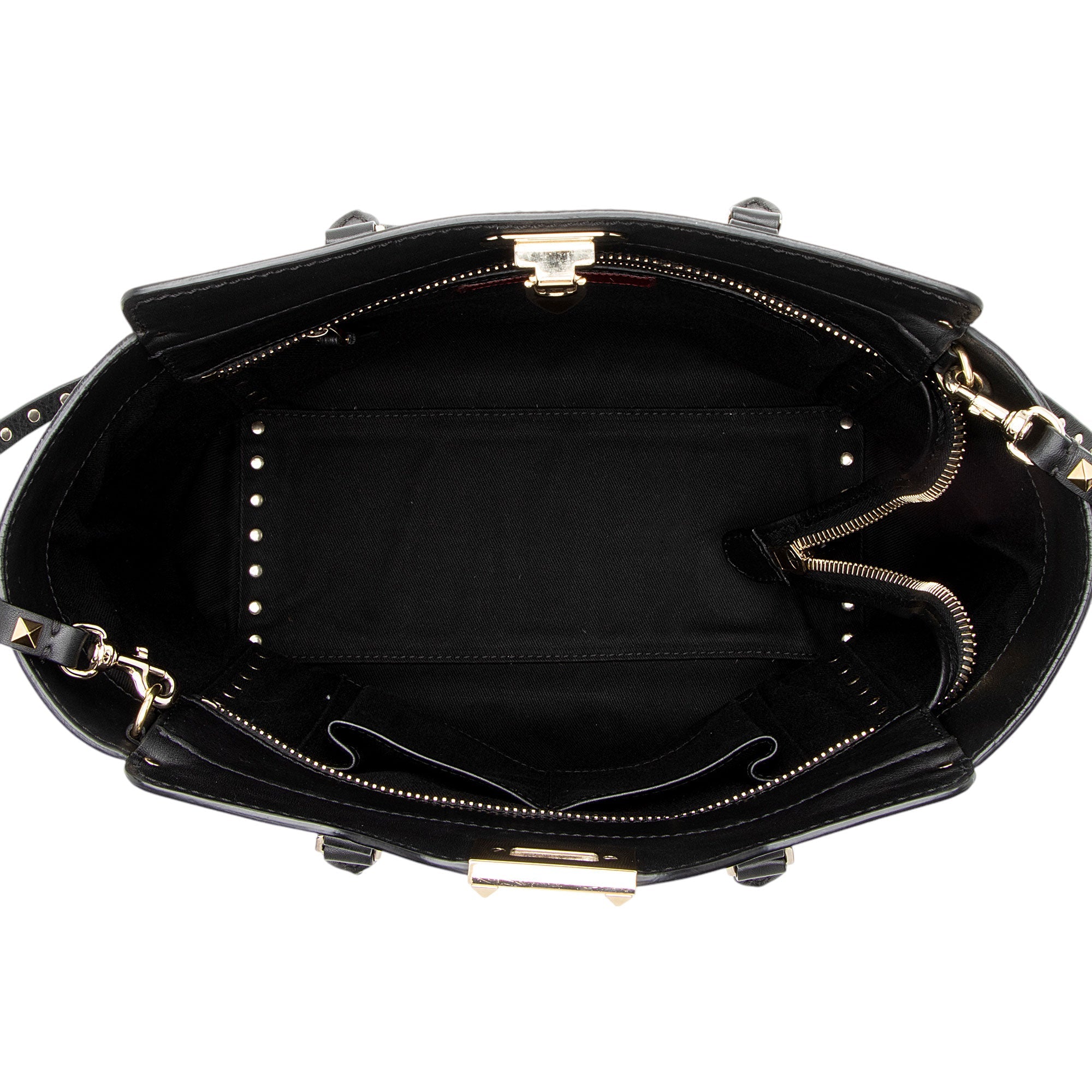 Valentino Calfskin Rockstud Double Handle Medium Tote