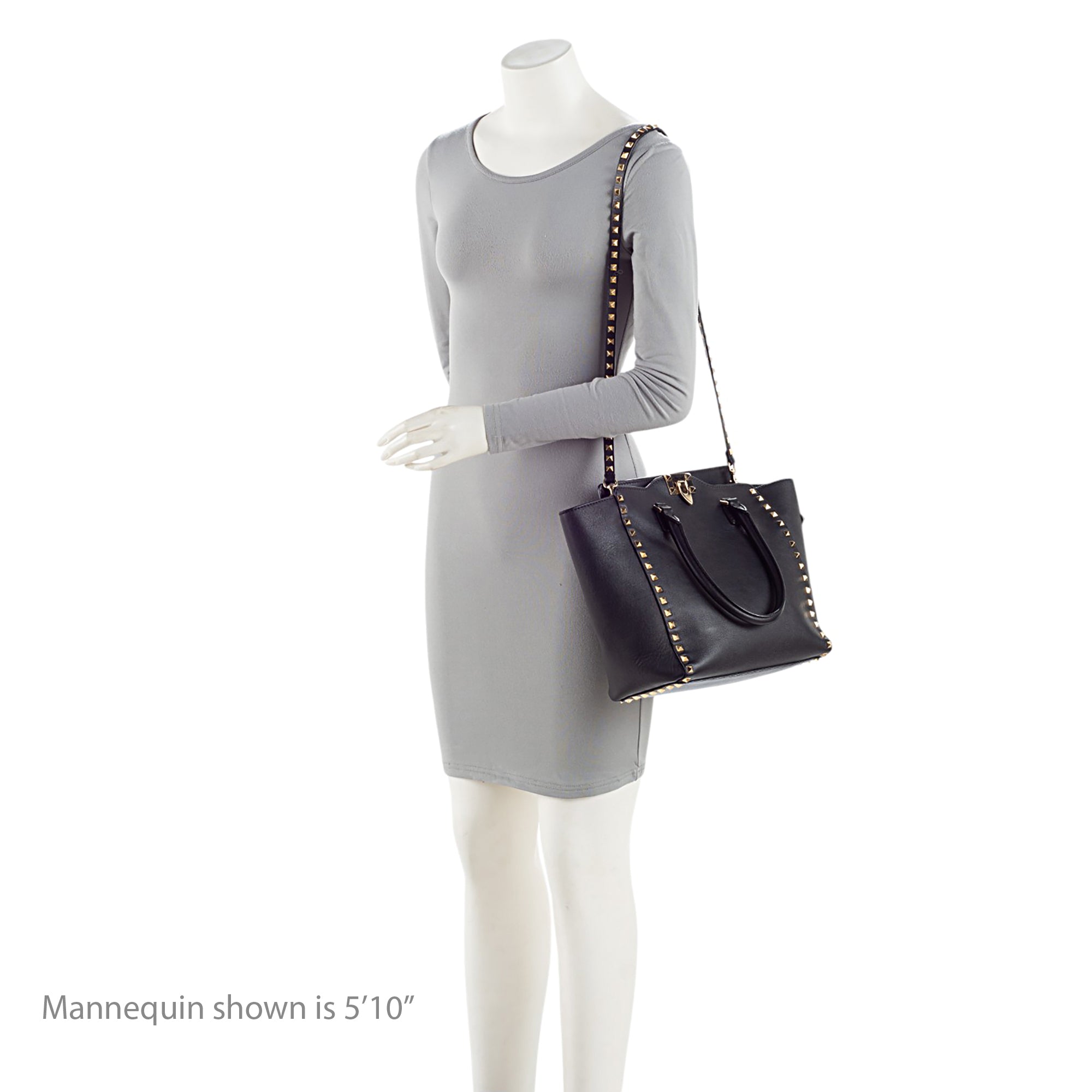 Valentino Calfskin Rockstud Double Handle Medium Tote