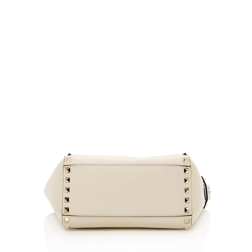 Valentino Calfskin Rockstud Double Handle Mini Tote (SHF-15923)