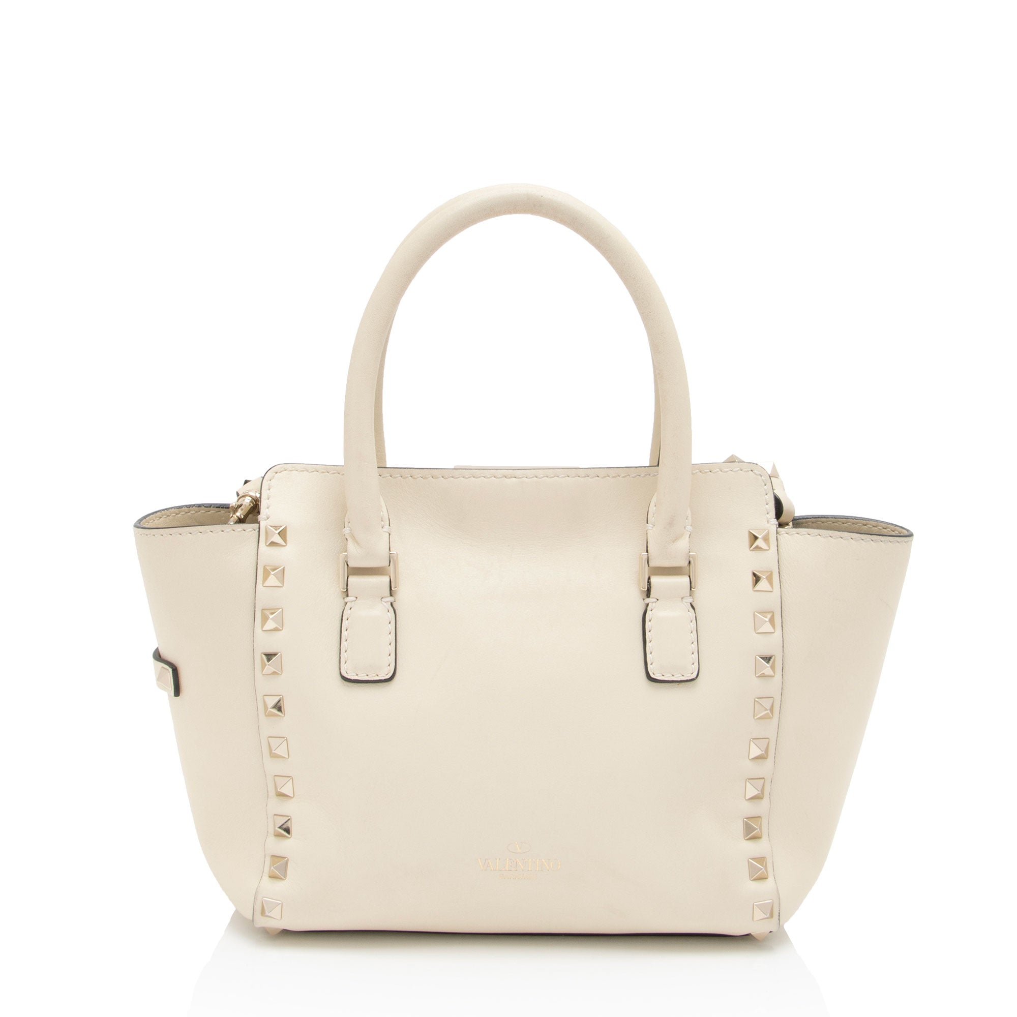 Valentino Calfskin Rockstud Double Handle Mini Tote (SHF-VEoJao)