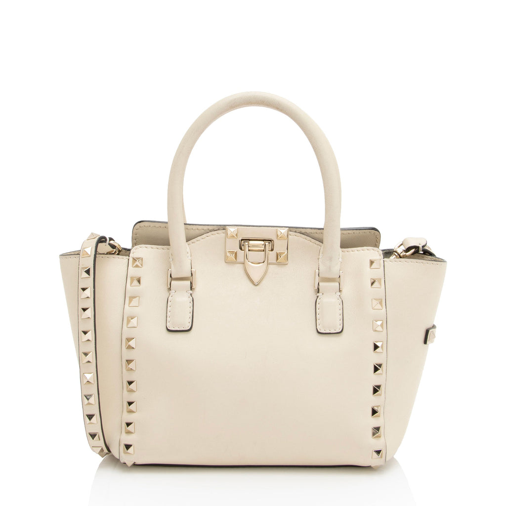 Valentino Calfskin Rockstud Double Handle Mini Tote (SHF-VEoJao)