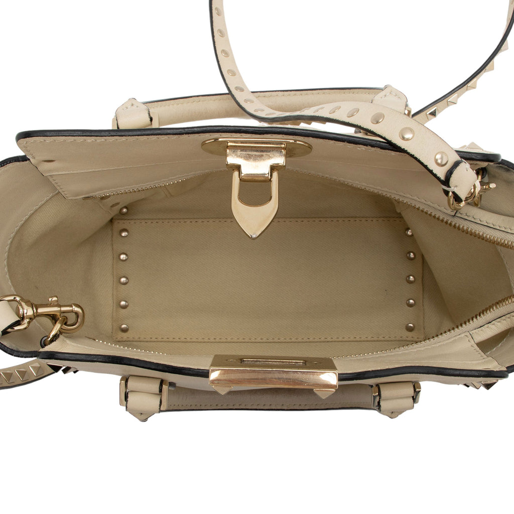 Valentino Calfskin Rockstud Double Handle Mini Tote (SHF-VEoJao)