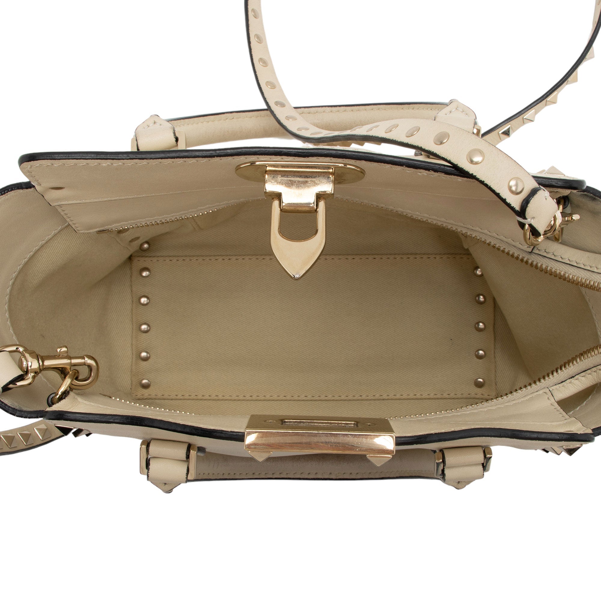 Valentino Calfskin Rockstud Double Handle Mini Tote (SHF-VEoJao)