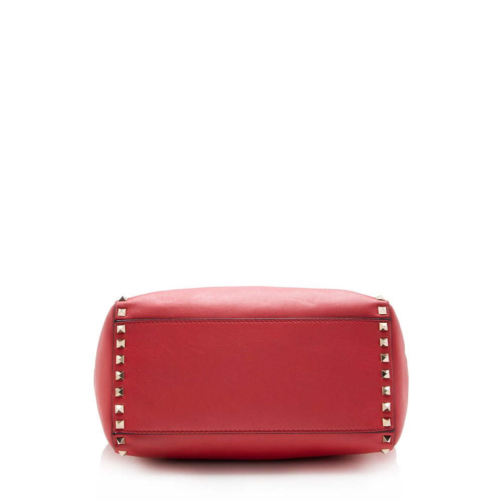 Valentino Calfskin Rockstud Double Handle Small Tote (SHF-14301)