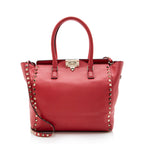 Valentino Calfskin Rockstud Double Handle Small Tote (SHF-14301)