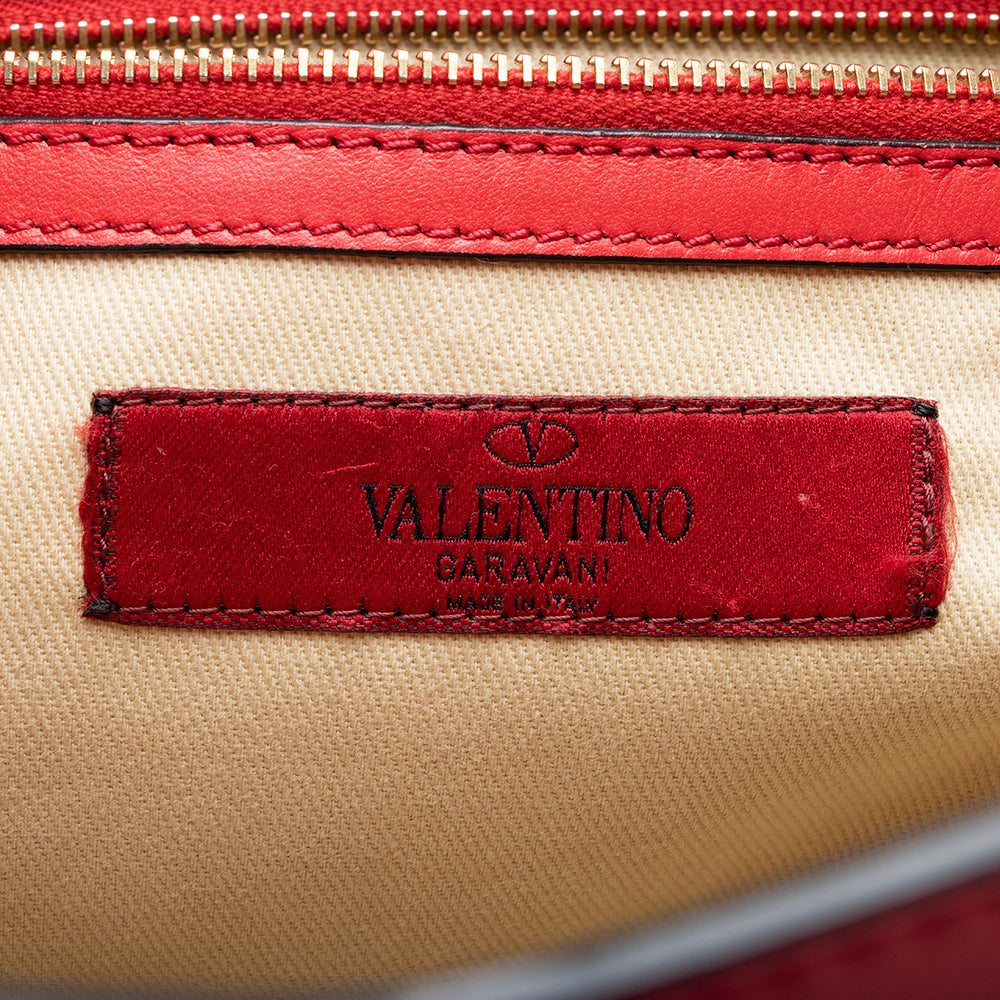 Valentino Calfskin Rockstud Double Handle Small Tote (SHF-14301)