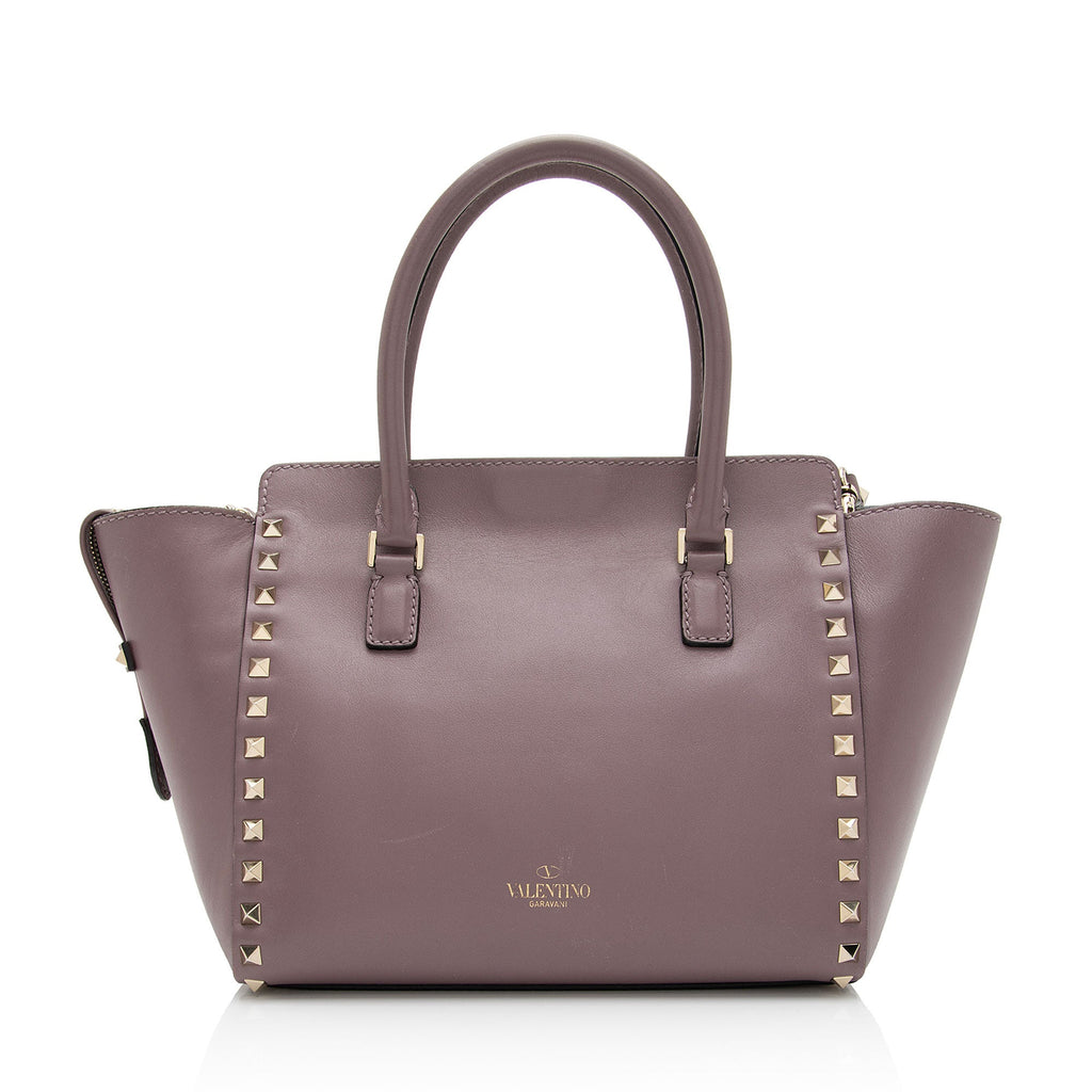 Valentino Calfskin Rockstud Double Handle Small Tote (SHF-twHMYA)