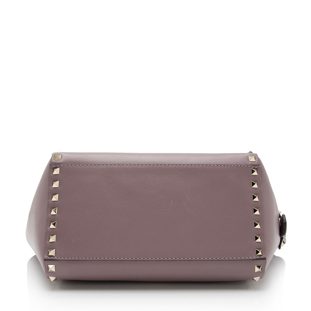 Valentino Calfskin Rockstud Double Handle Small Tote (SHF-twHMYA)