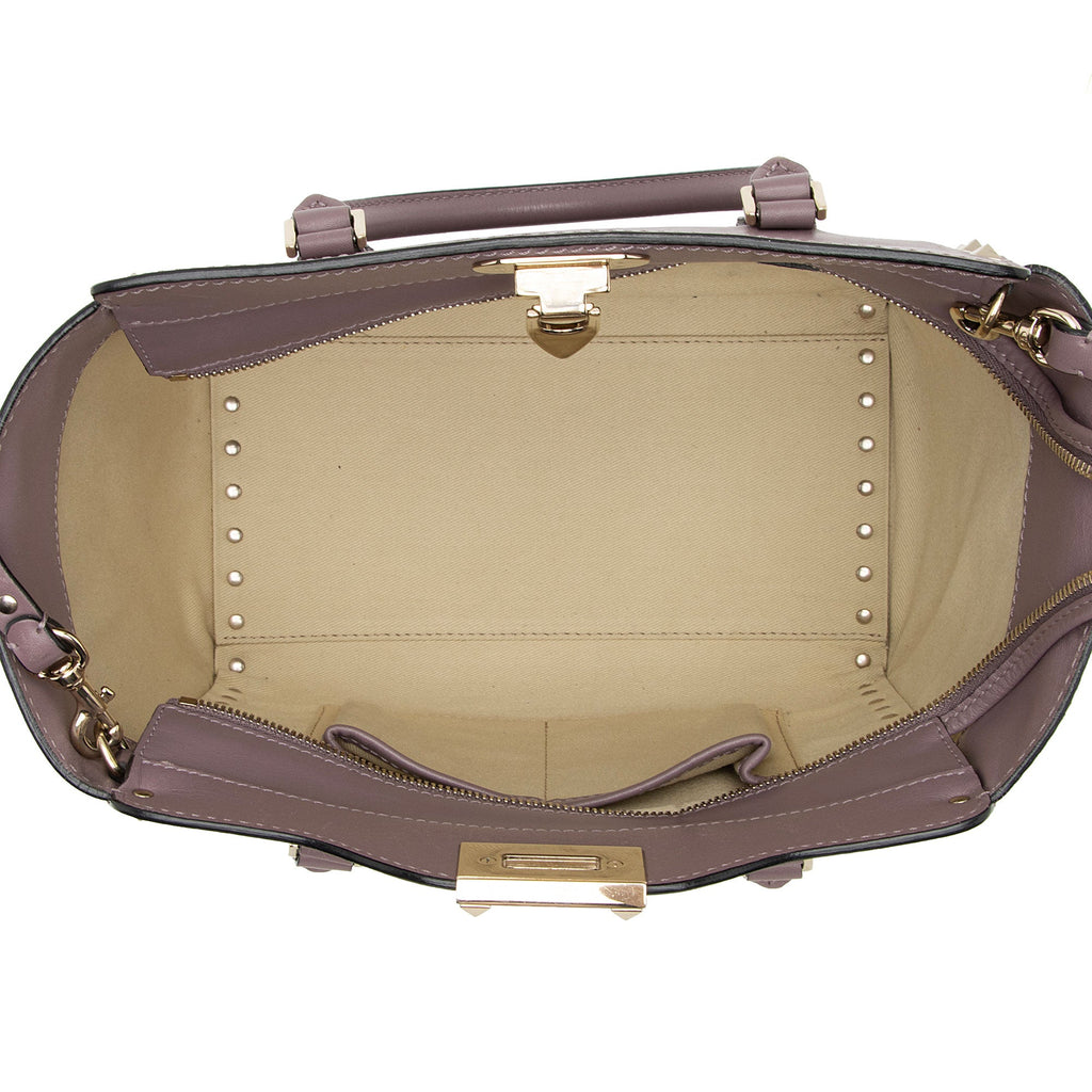 Valentino Calfskin Rockstud Double Handle Small Tote (SHF-twHMYA)