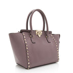 Valentino Calfskin Rockstud Double Handle Small Tote (SHF-twHMYA)