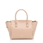 Valentino Calfskin Rockstud Double Handle Small Tote (SHF-9JPf5P)