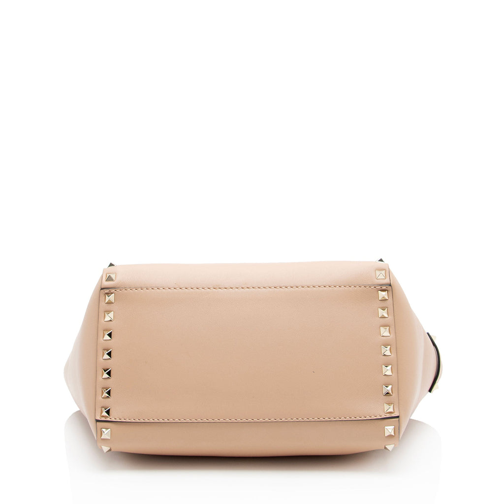 Valentino Calfskin Rockstud Double Handle Small Tote (SHF-9JPf5P)