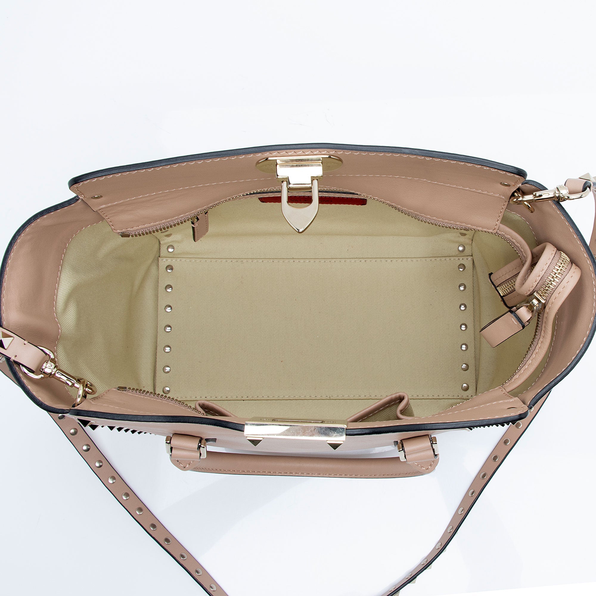 Valentino Calfskin Rockstud Double Handle Small Tote (SHF-9JPf5P)