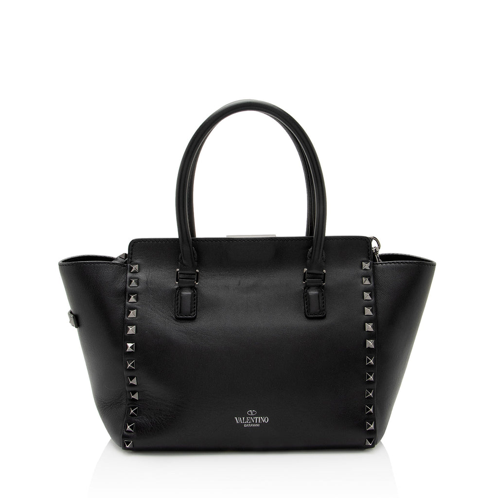 Valentino Calfskin Rockstud Double Handle Small Tote (SHF-jtnTAO)