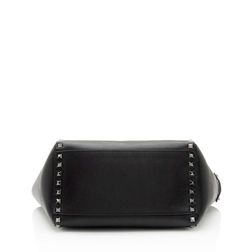 Valentino Calfskin Rockstud Double Handle Small Tote (SHF-jtnTAO)