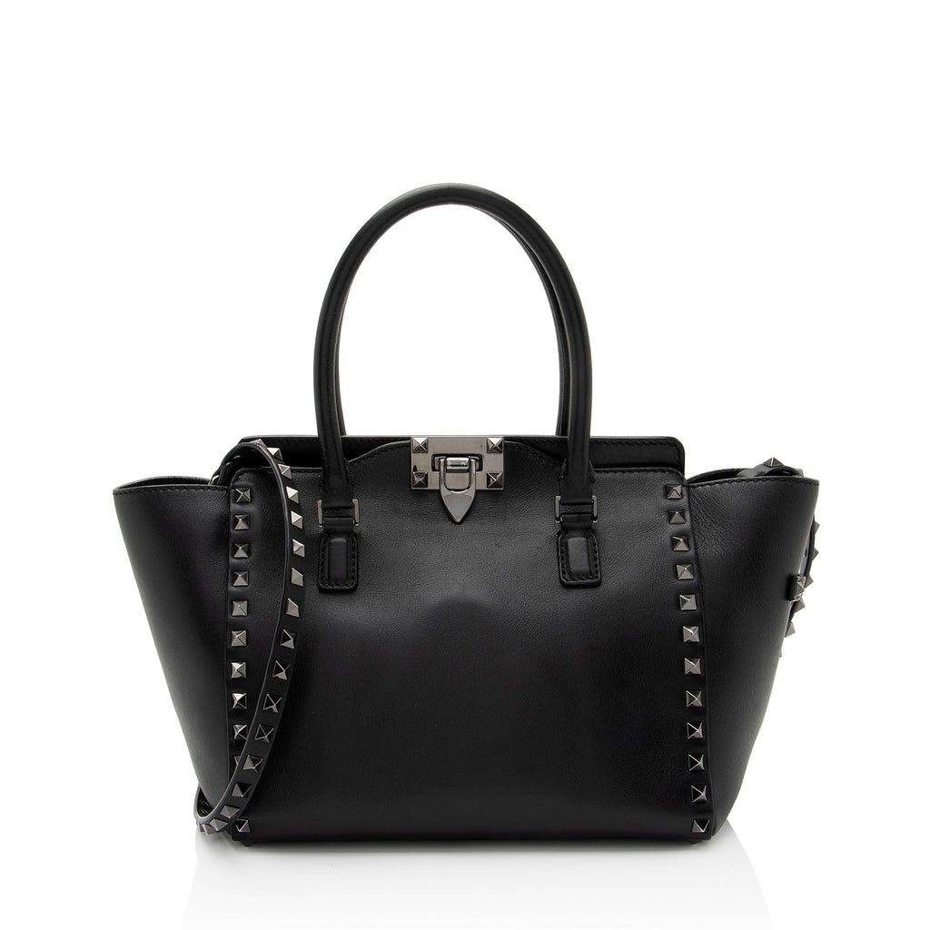 Valentino Calfskin Rockstud Double Handle Small Tote (SHF-jtnTAO)