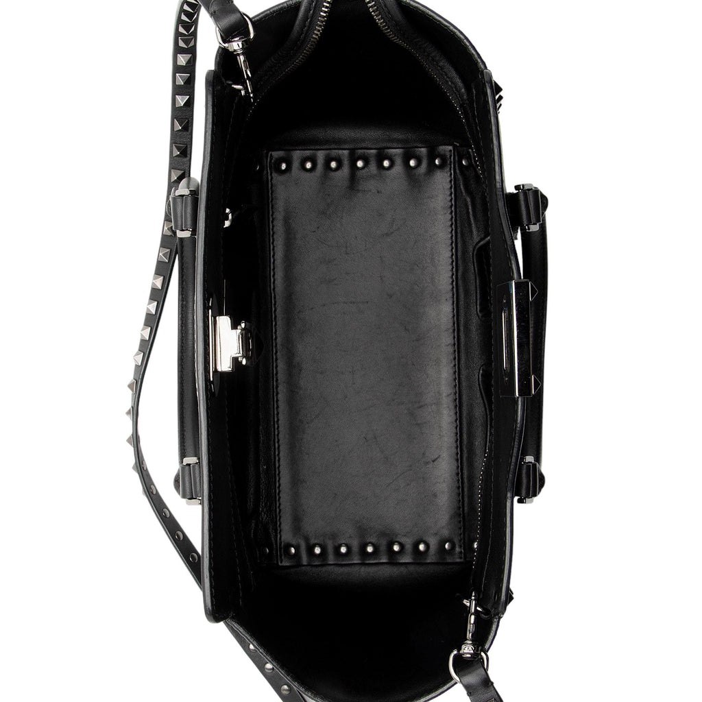Valentino Calfskin Rockstud Double Handle Small Tote (SHF-jtnTAO)