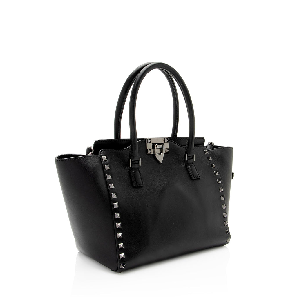 Valentino Calfskin Rockstud Double Handle Small Tote (SHF-jtnTAO)