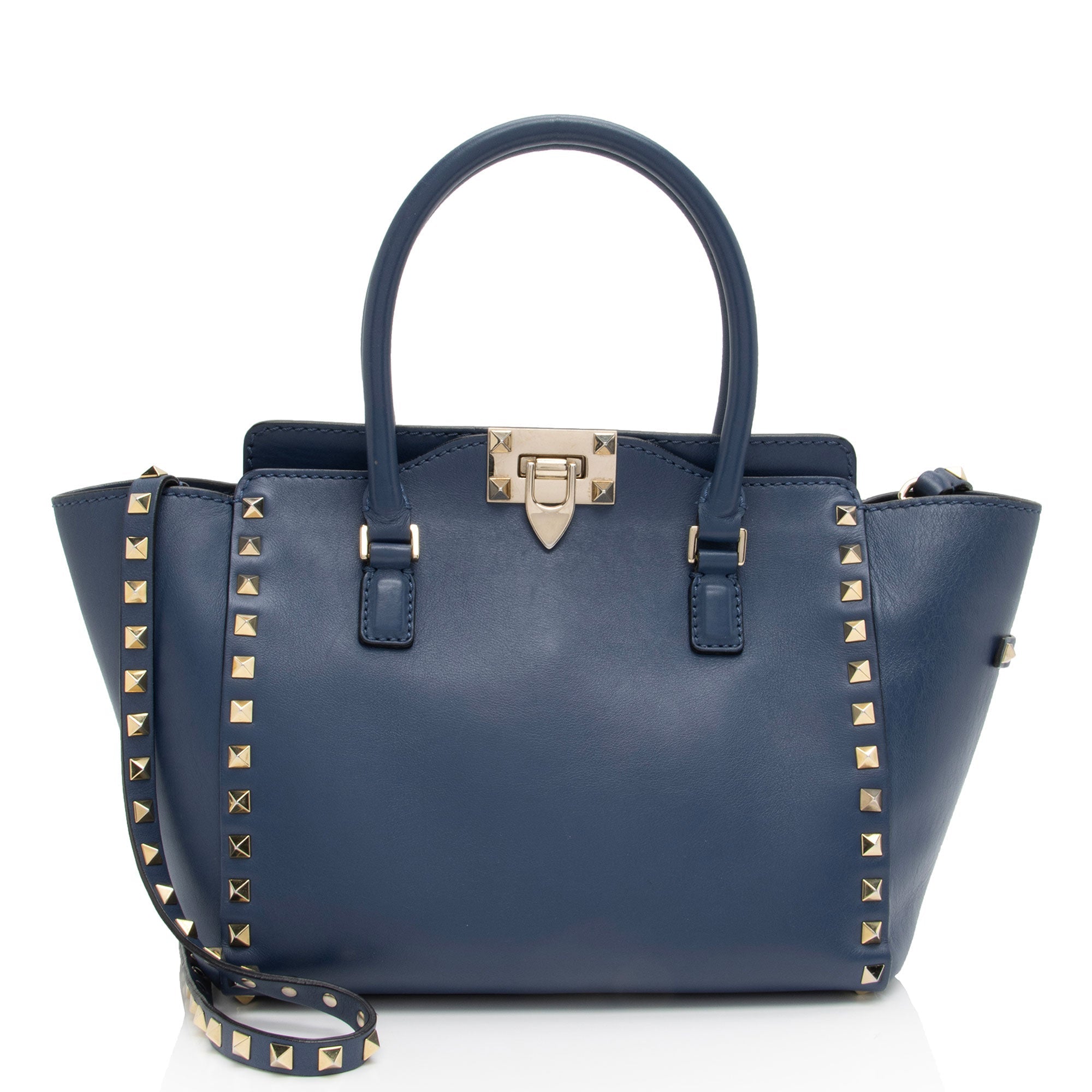 Valentino Calfskin Rockstud Double Handle Small Tote (SHF-WyhIHB)