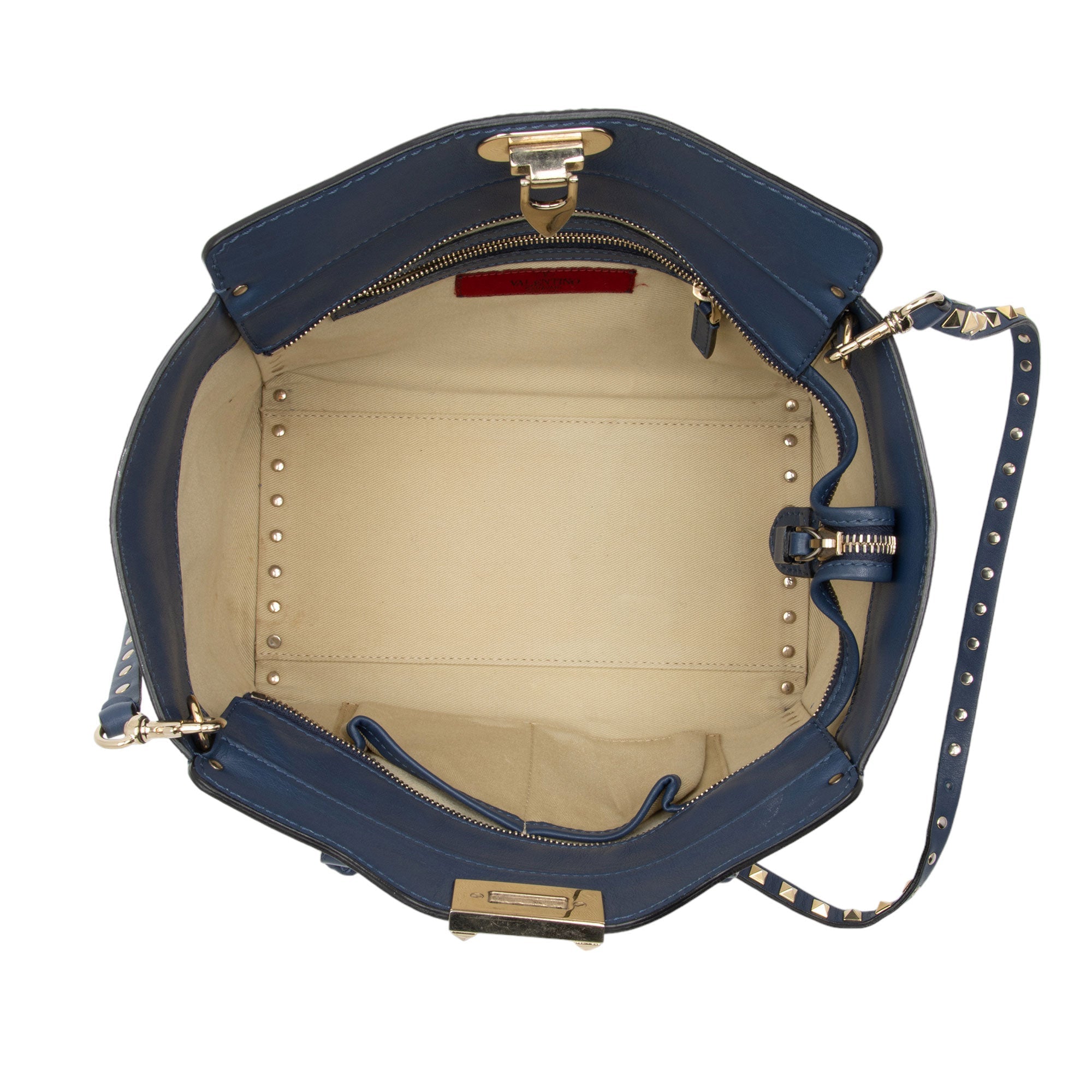 Valentino Calfskin Rockstud Double Handle Small Tote (SHF-WyhIHB)